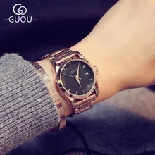GUOU женские кварцевые часы Datejust полностью розовое золото стальной ремешок деловые повседневные женские часы наручные часы подарок hodinky Montre Femm