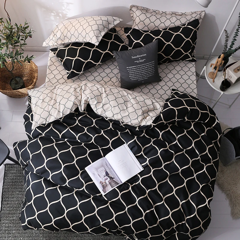 cheap Luxury Bedding Set Super King Duvet Cover Sets 3pcs Marble Single Swallow Queen Size Black Comforter Bed Linens Cotton 200x200