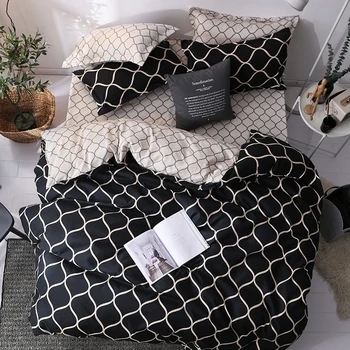 

Luxury Bedding Set Super King Duvet Cover Sets 3pcs Marble Single Swallow Queen Size Black Comforter Bed Linens Cotton 200x200