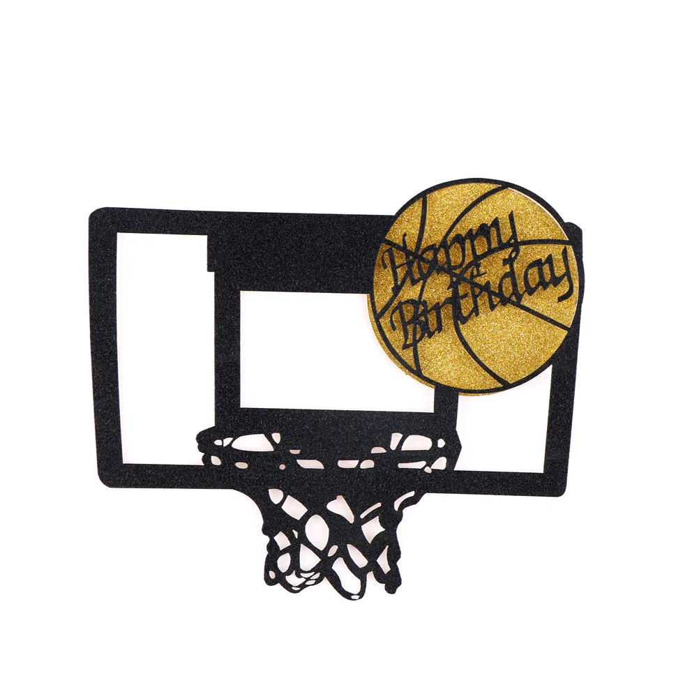 

1PCS Kids Birthday Party Baby Shower Wedding Baking Decor Art Door Cake Flags Happy Birthday Basketball Cupcake Cake Toppers