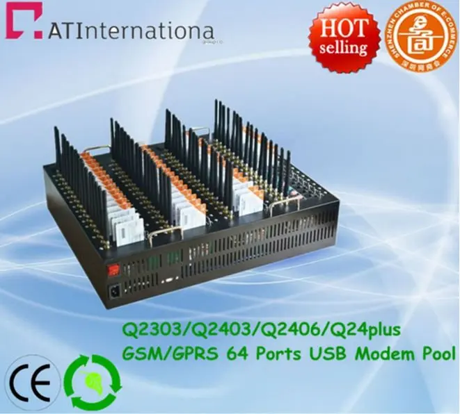 Заводская дешевая цена 64 порта модема Wavecom Q2406B Модем для SMS перезаряжаемый ussd| |
