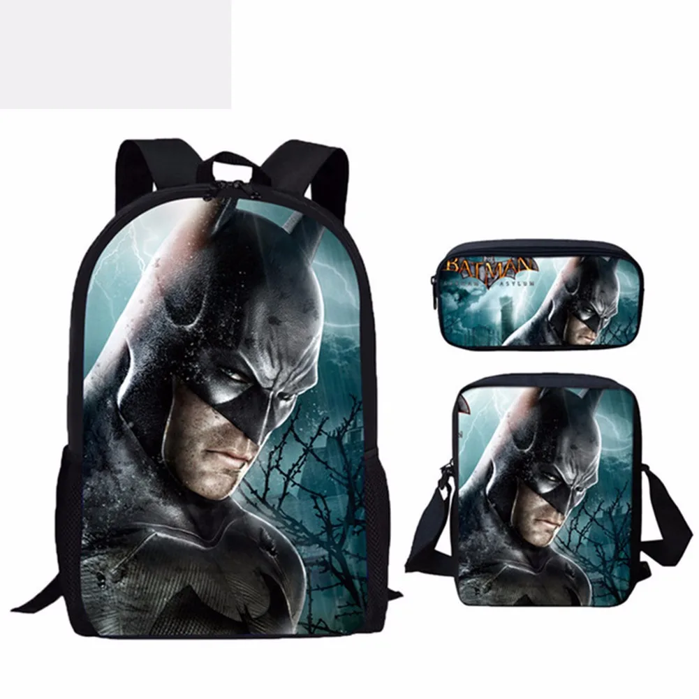 

FORUDESIGNS Super Hero Batman Design School Bags Students Children 3pcs/Set School Backpacks Teen Boys Casual Daypack Pencil Bag