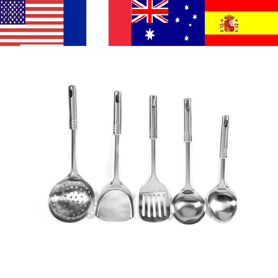 5Pcs Kitchen Stainless Steel Utensil Set Spoons Shovel Spatula