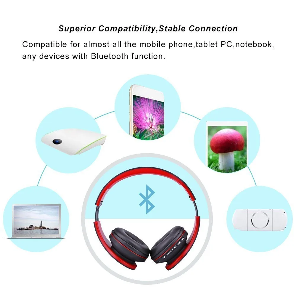 Беспроводной наушники Bluetooth гарнитура 4 в 1 с микрофоном Micro SD TF FM радио для iPhone 7 6S