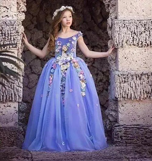 Purple Customized Flower Girls Dresses Jewel Neckline