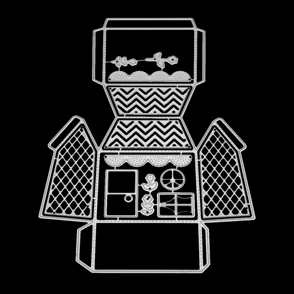 

3D House Box Metal Cutting Dies For DIY Scrapbooking Photo Album Papers Cards Decorative Crafts Embossing Die Cutting New Models