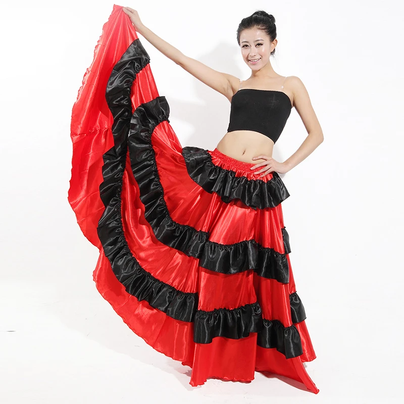 Disfraz de Baile de Brasil para mujer, traje de Baile español, Túnica gitana, de Flamenco, vestido de vientre de salón, falda roja DL2872|Flamenco| - AliExpress