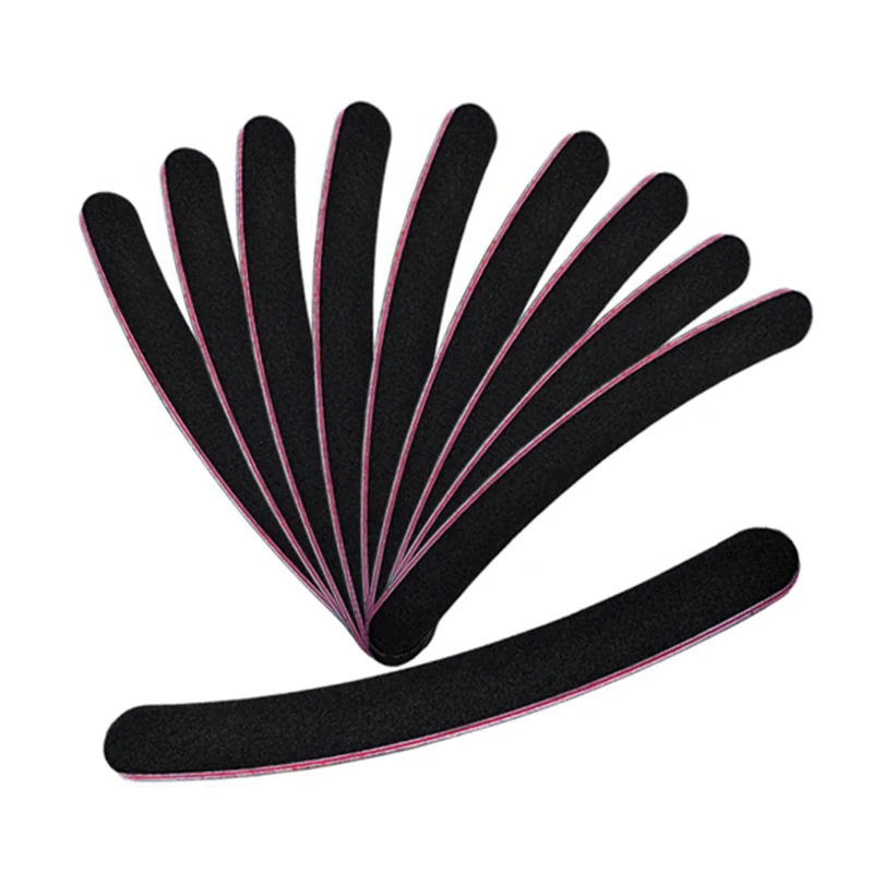 

10Pcs Sanding Nail File Buffers Black Curved Grit Sanding Sandpaper Manicure Pedicure Care Tools DIY Nail Makeup Tools