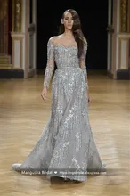 2017 neue Design Abendkleid Luxus Perlen Trägerlose Langarm Kleider Brautkleid Cocktail Party Robe De Mariage MY1207-14