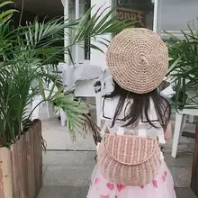 Симпатичная Корзина для детей плетеная Сумка из ротанга многофункциональная Летняя Пляжная сумка для девочек, мини-сумка на плечо, повседневная сумка для пикника