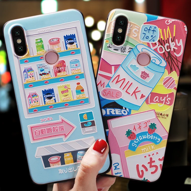 

Japanese cartoon vending machine delicious snack Emboss Case For Xiaomi mi 8 mi8 For mi 8 se ,MI8 PRO ,Mi8 Explorer case