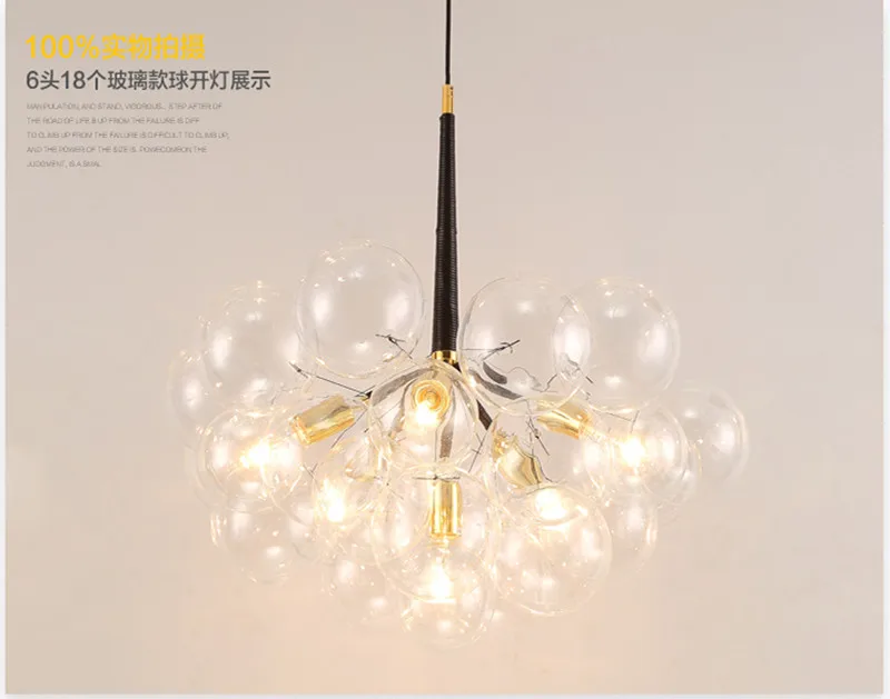 Black Creative Glass Bubble Pendant Lamp-6 bulbs
