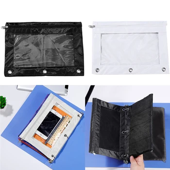 

2PCS 3-Ring Holes Pencil Binder Pouches Bags Cases Pockets with Zipper for Teachers Students Kids Schools Offices Home Supplies