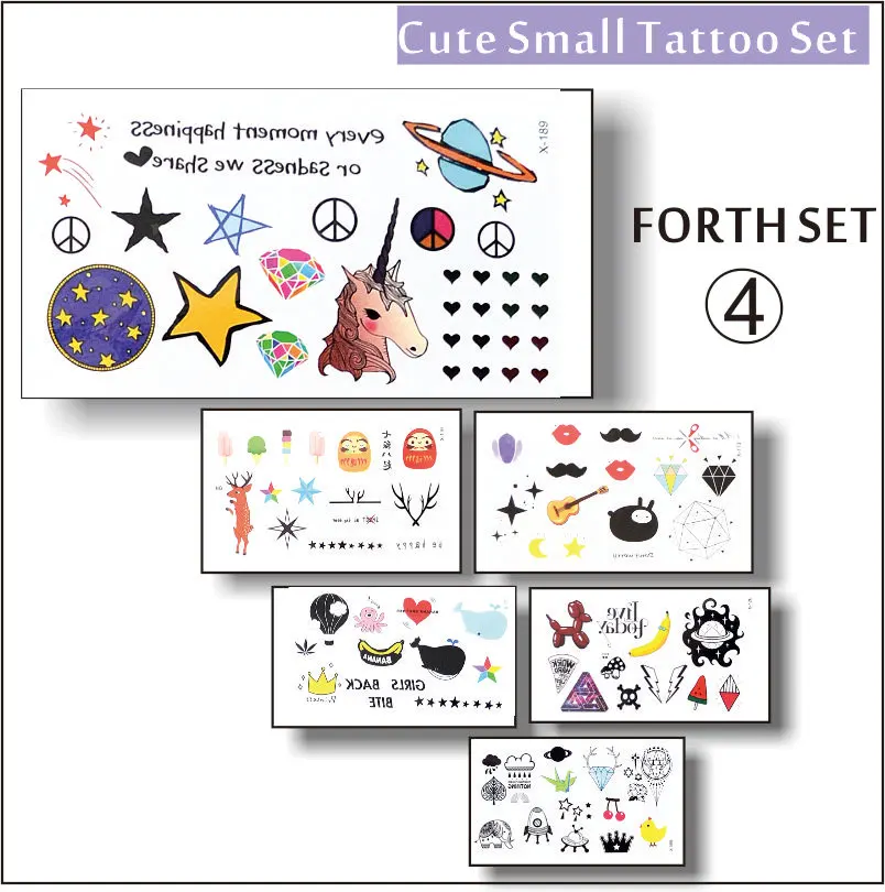 Выберите из 4 наборов милой коллекции временные крошечные татуировки, Лучший Набор татуировок - Цвет: Set 4