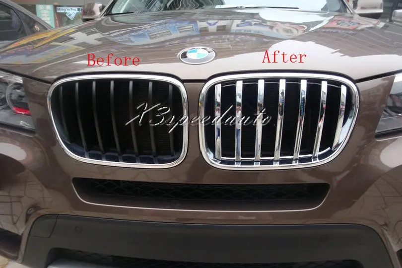 Chromed ABS Plastic Grill Grille Trim Cover For BMW X3 2011 2013in