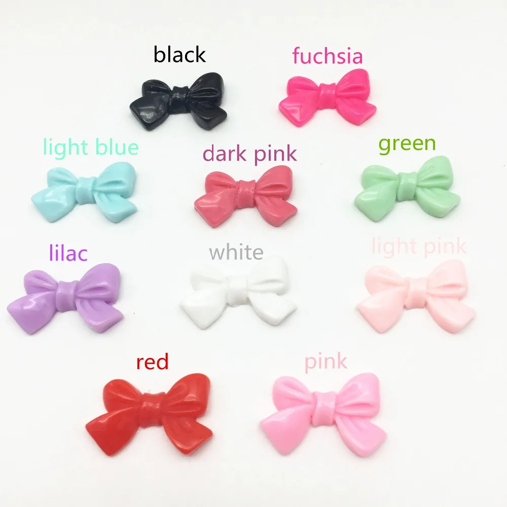 

100pcs 10 Colors 25x16mm Resin Bow Flatbacks Cabochons Embellishments For Scrapbooking Cardmaking