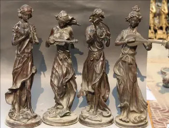 

20" Old Bronze 4 Great Beauty Nude Belle Peri Dance Musical Instruments Full Set