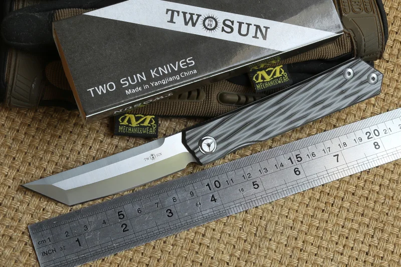 

TWO SUN TS33 D2 blade ball brearing folding knife titanium handle camping hunting Pocket knives outdoor gear Survival EDC Tool