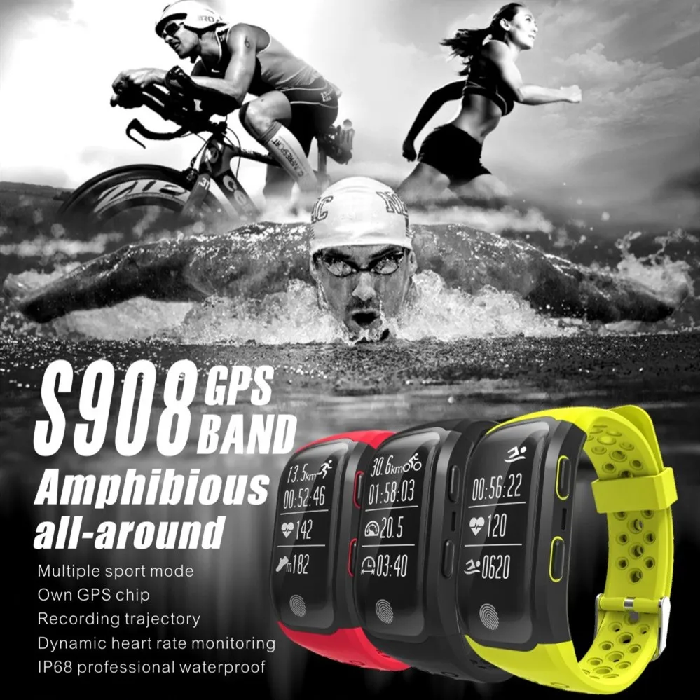 

New GPS Tracker Wristband IP68 Waterproof Smart Bracelet Heart Rate Monitor Fitness Tracker Bluetooth Smart Sport Band