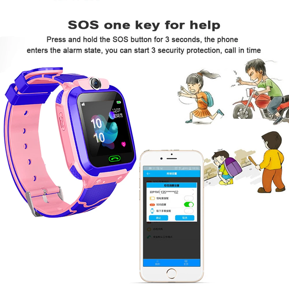 Детские Смарт-часы IPX7, водонепроницаемые Смарт-часы с сенсорным экраном, SOS, устройство вызова, трекер местоположения, анти-потеря, умные часы для детей