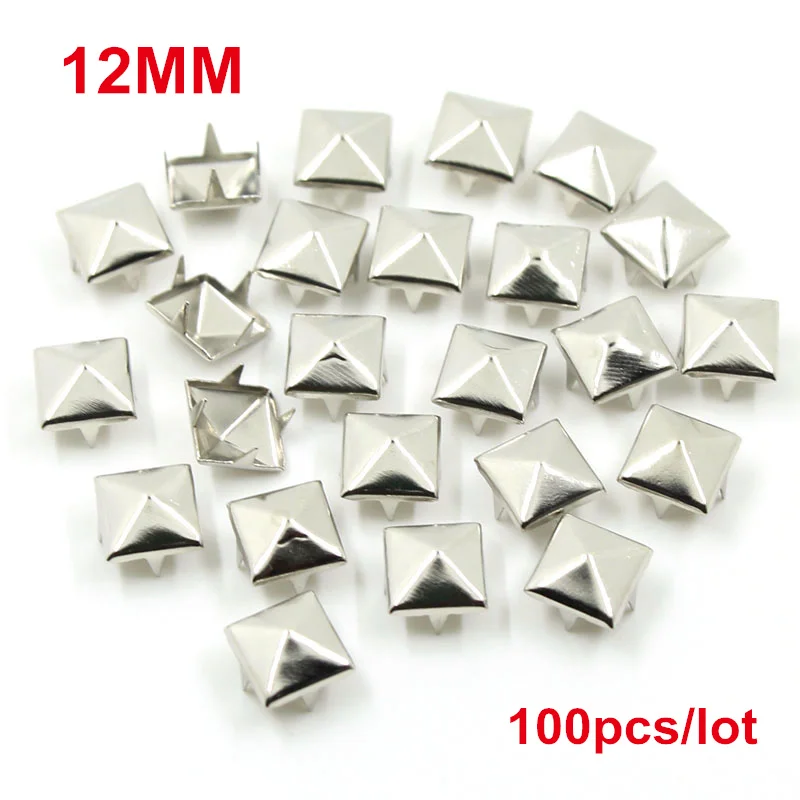 

6-12MM Square Spikes Garment Rivets for Clothing Four claw metal studs and Spikes for clothies 100pcs/lot