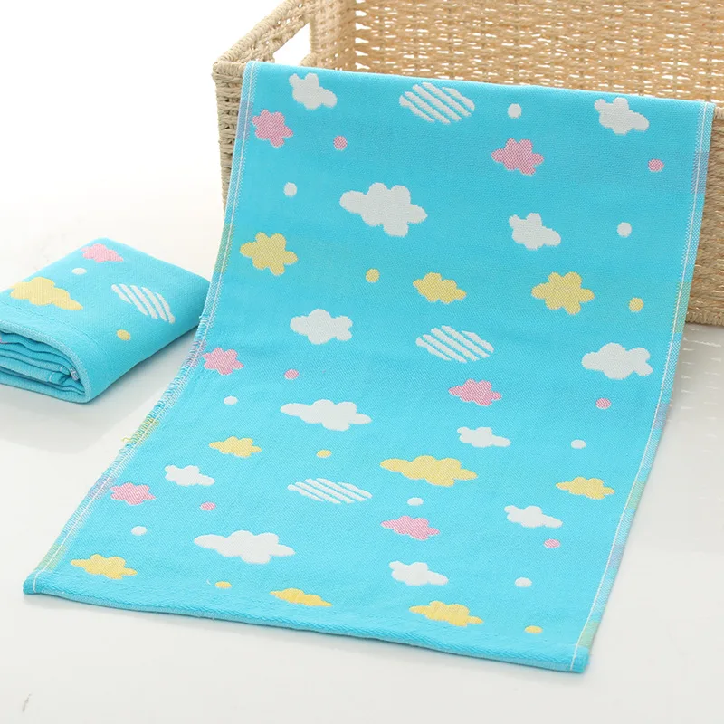 26*50cm High Quanlity Baby Towel Cartoon Babys Washcloth Handkerchief Kids Feeding Wipe Cloth Three-layer Cotton Gauze Towels