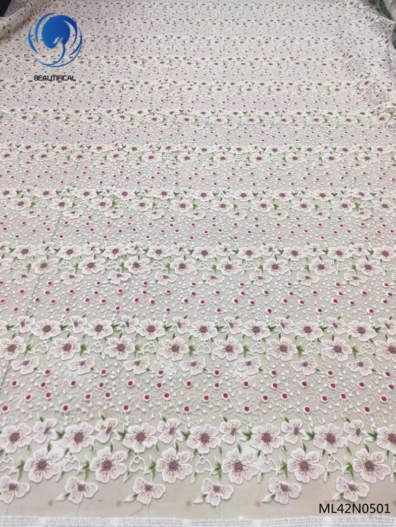 

Beautifical french lace fabrics 2019 net lace dress nigerian laces fabrics with rhinestones for party 5yards/lot ML42N05