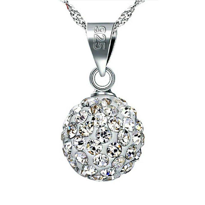 New Design White Crystal Ball Beads Pendants 8MM 10MM Ball Necklace for Women Fashion Necklace