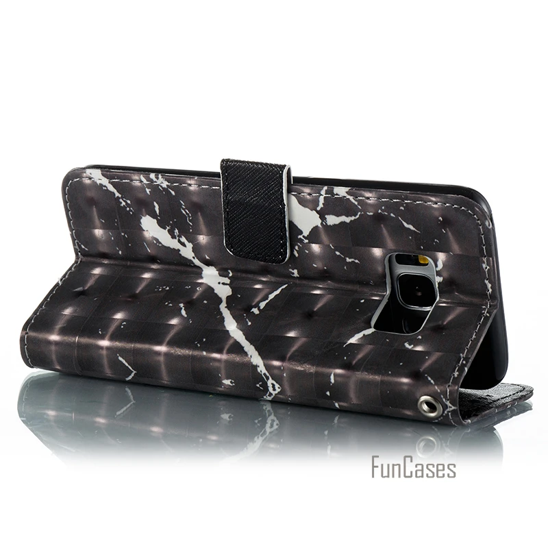 Leather Wallet Flip Marble Case For Samsung Galaxy S8 Phone Cover Accessory Black For sansung samsun sumsung sumsang