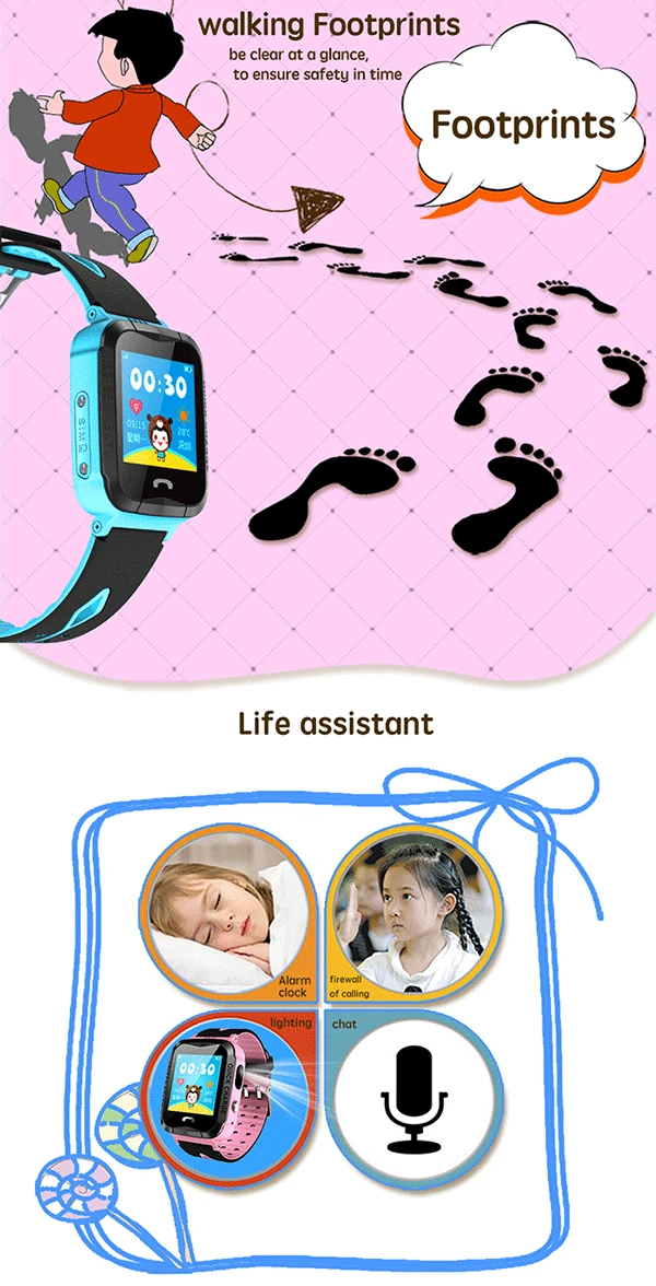 V6G дети gps отслеживания часы Детские Водонепроницаемый Smartwatch SOS вызова расположение Anti-Потерянный монитор 1,44 дюймов Цвет Экран Спорт