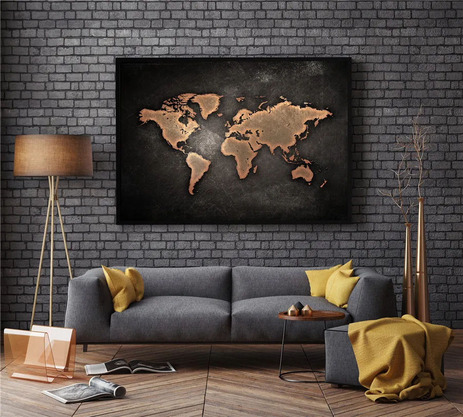 

Old World Map Vintage Print On Canvas Home Decor Retro Living Room Wall Art Sticker Picture Unique Artistic Style