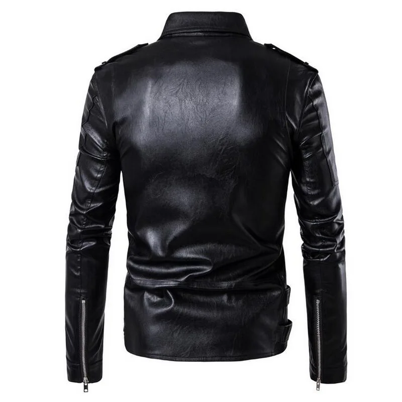 Дизайнерская мотоциклетная кожаная куртка бомбер chaqueta cuero hombre с отложным