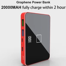 RIY graphène bidirectionnel PD 18 QC 3.0 charge rapide 20000MAH LCD batterie externe sans fil avec adaptateur de chargeur de téléphone portable 60W