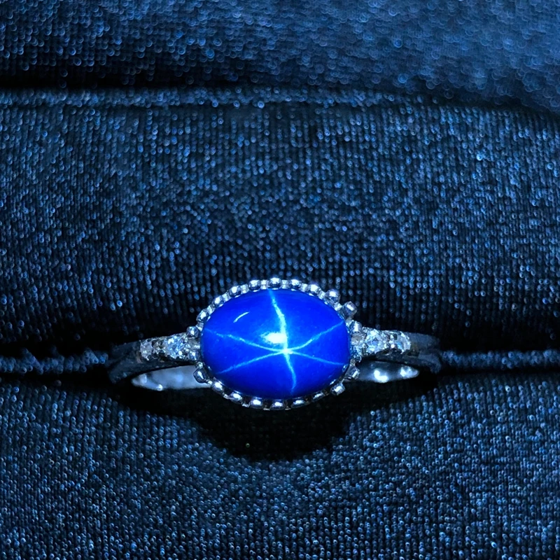Звездное сапфировое кольцо, классическое 925 Чистое Серебро Звезда линия красивая почтовая упаковка