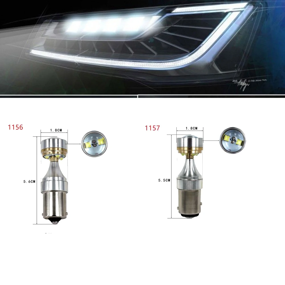 

2X Car brake Light Bulb 1156 1157 30W XBD 6SMD 12V Tapered Automotive Light-emitting Diode Turn signal tail bulb reversing light