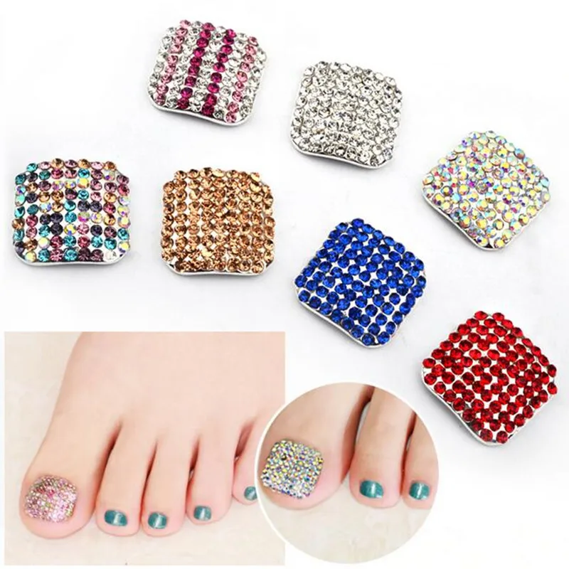 1pc Eco Foot Stick Glitter Rhinestone Feet Toe Fake Nail Stickers 1pc Eco Foot Stick Glitter Rhinestone Feet Toe Fake Nail Stickers For Nails Accessoires Manicure Art Decorations Drill In Decals From