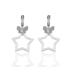 

Cute Ceramic Star Clip Earrings White Ceramic Hollow Star Large Zircon Butterfly Cuff Earrings Luxury Ceramic Earrings For Women