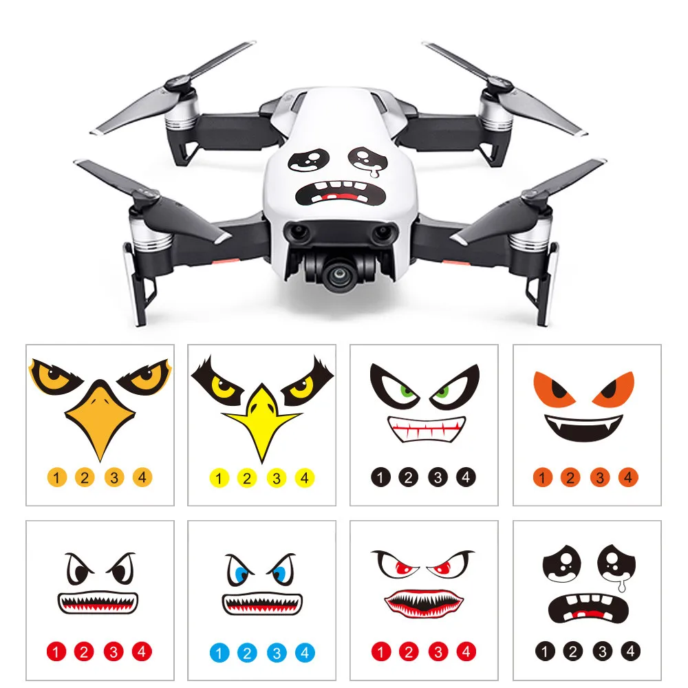 

8Pcs Eagle Art Sticker For DJI MAVIC AIR Drone Body Shell Protection Skin Quadcopter Camera Drone Black Decals Accessories QIY31