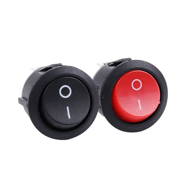 

5PCS Mini Round Boat Rocker Switches Black/Red 2 Pin ON-OFF Rocker Switch