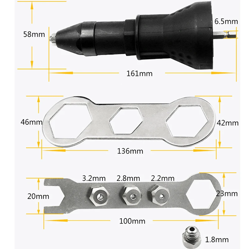 Электрический заклепочный гаечный пистолет клепальные инструменты беспроводные клепальные сверла адаптер вставные гайки инструменты заклепки сверлильный адаптер дрель электроинструменты