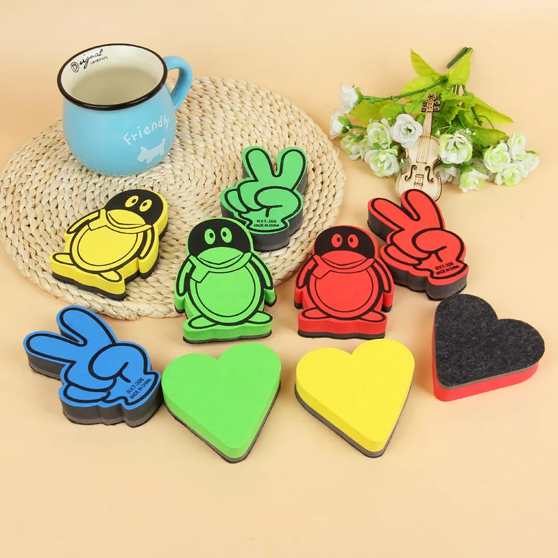 

1 PCS Random Colored Magnetic Whiteboard Eraser Kawaii Erasable Blackboard Cleaner Cute Sponge White Board Marker Chalk Erasers