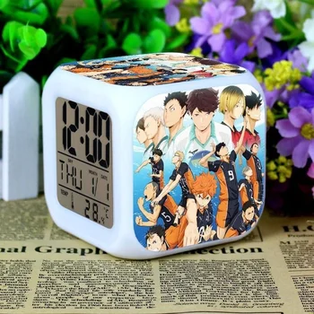 

Japan Anime Haikyuu kageyama tobio Hinata Syouyou 7 Color Change Glowing Alarm Clock 8CM