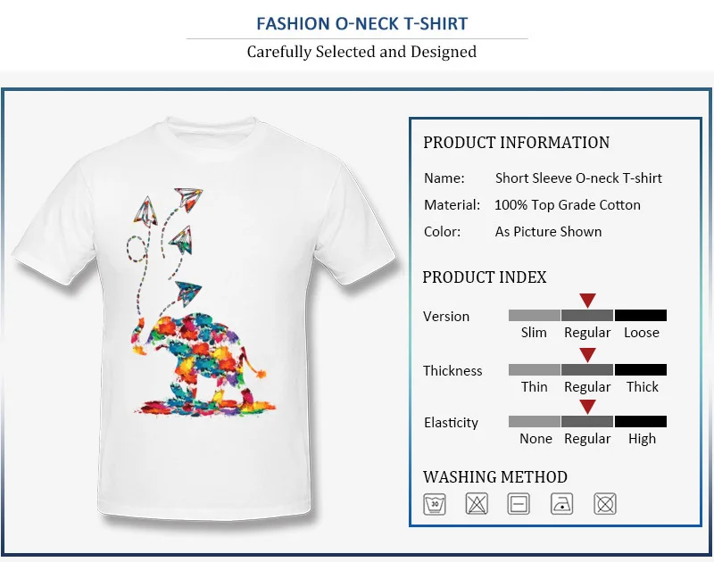 Rife 3D Printed T-Shirt Summer/Autumn Pure Cotton Crewneck Tops Shirt Short Sleeve Normal Paper planes Elephant Tee Shirts Paper planes Elephant