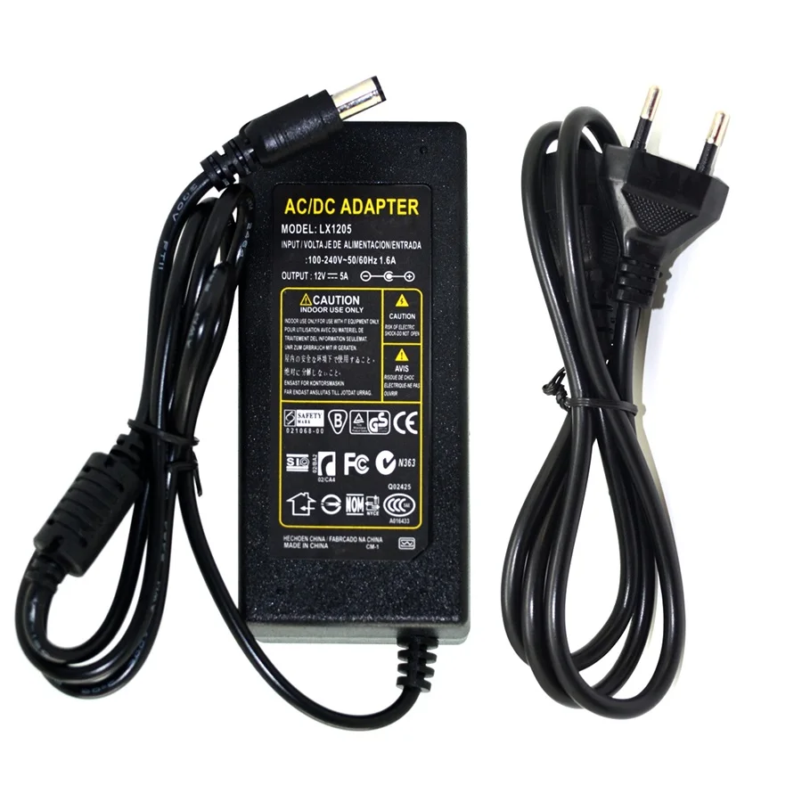 ESCAM DC 12 V 5A 60 Вт адаптер питания, трансформатор переключатель AC100-240V к DC12V Питание для видеонаблюдения Камера безопасности Системы