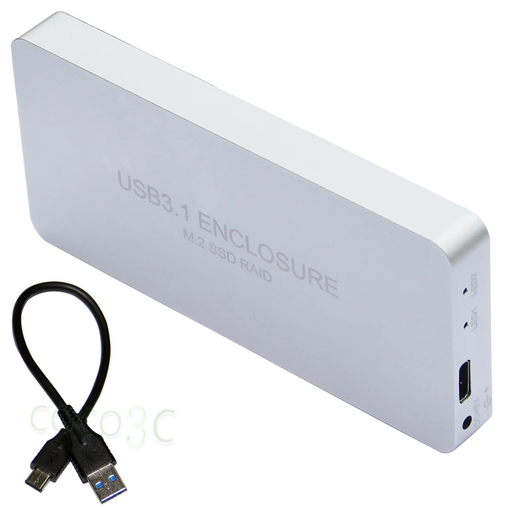  Freies Verschiffen USB 3.1 Typ-C zu 2 M.2 SSD RAID Gehäuse USB-C zu Dual NGFF adapter M.2 SSD Exter
