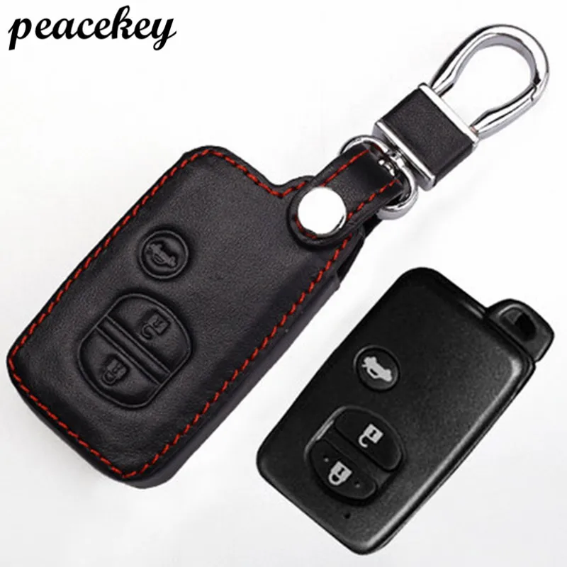 Кожаный чехол для ключей автомобиля Peacekey для Toyota Camry Highlander Prado Crown Land Cruiser Prius vitz, 3 кнопки, умный держатель для ключей