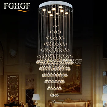 

Long Stair Lamp Crystal Chandelier Living Room Lights Crystal Chandeliers LED Lighting Fixture Illuminate Mounted Fast Shipping