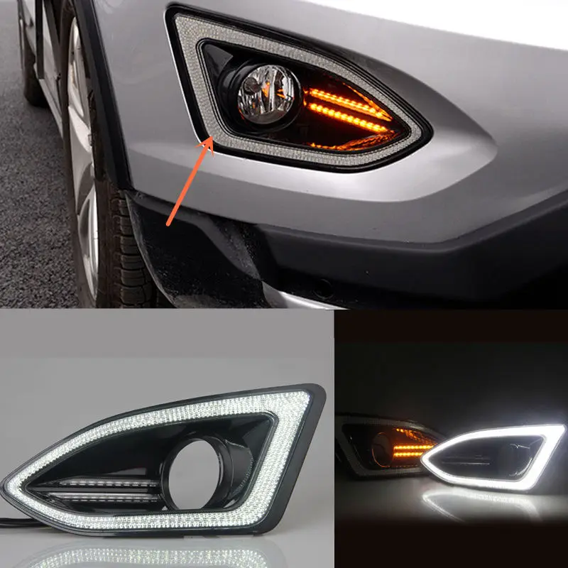 

2*LED Daytime Running light DRL white Turn yellow Signal For Ford Edge 2015-16