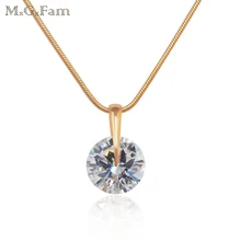 MGFam(специальная цена) одинарные круглые CZ подвески ожерелье для женщин классический стиль золотой цвет AAA+ кубический цирконий 45 см змея цепь