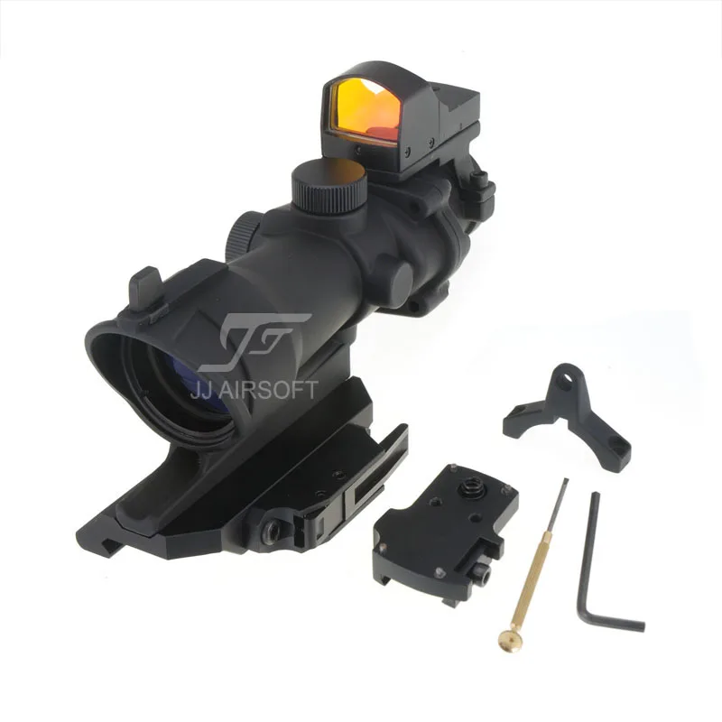 

JJ Airsoft ACOG Style 4x32 Scope with Mini Red Dot , AC12033 Bobro Style Quick Release / QD Mount (Black) FREE SHIPPING